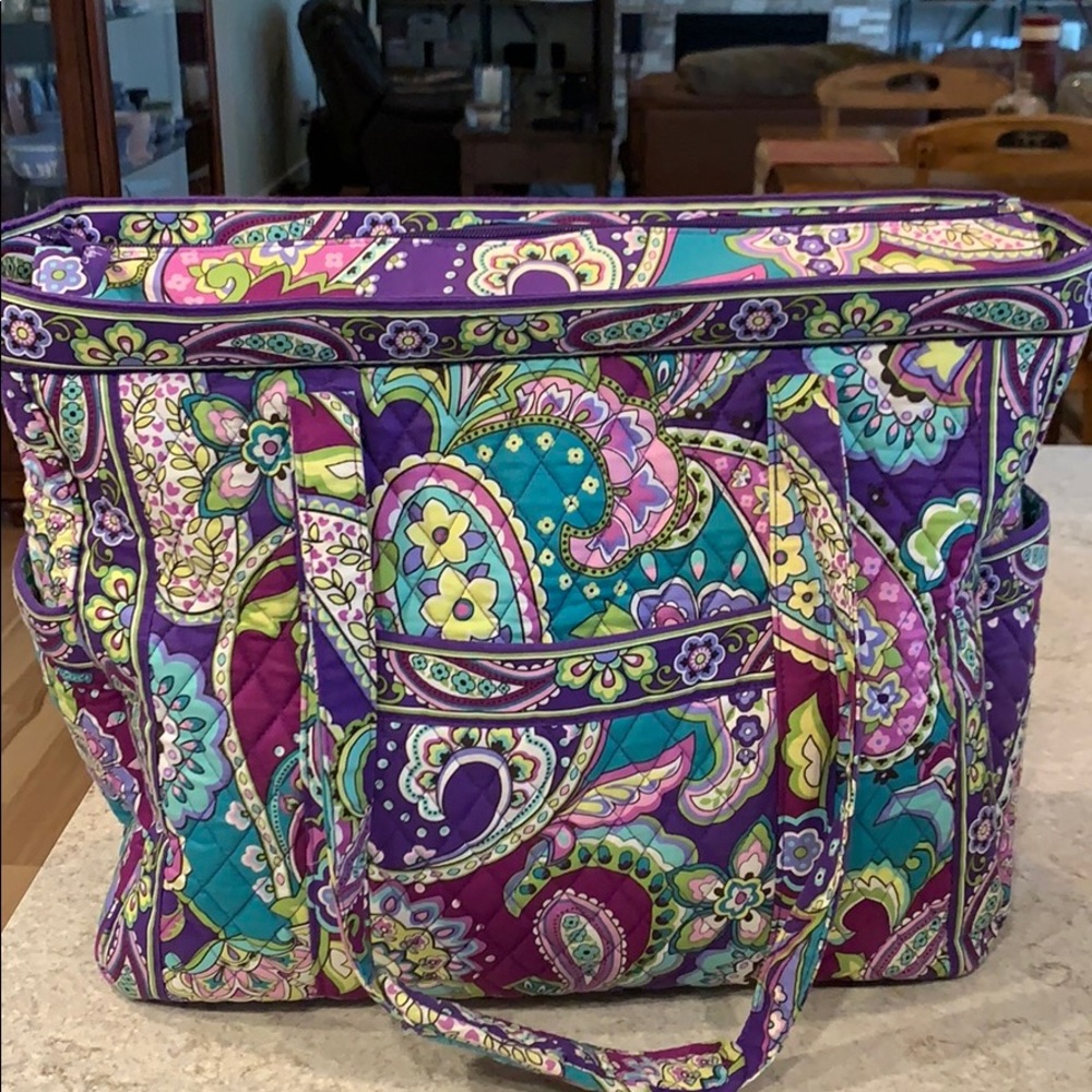 Large Zipper Top Tote Bag